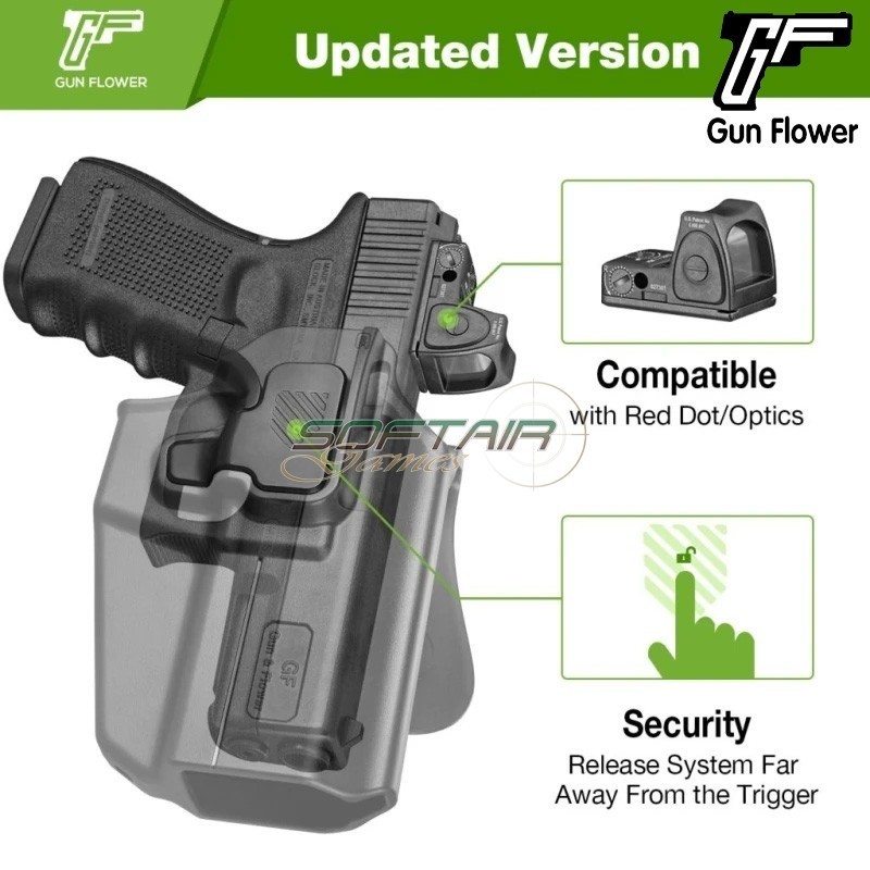 Universal OWB UNI PRO Holster BLACK Gun Flower (GF-POUNIA)