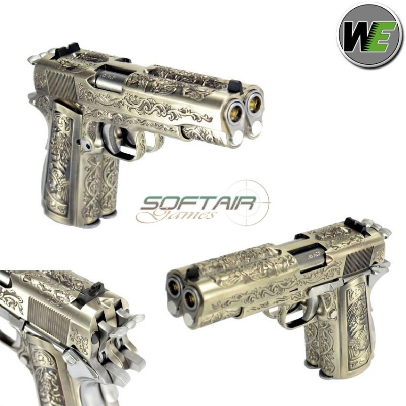 Gas Pistol Dual Barrel 1911 Floral Design Blowback We (we-1200-fd)