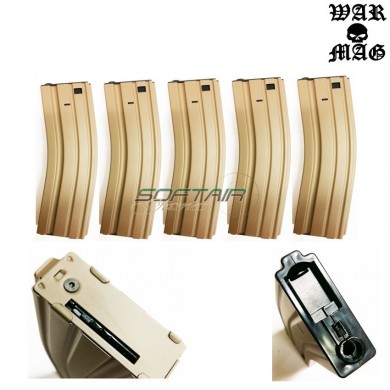 Set 5 Hi-cap Magazines M4 450bb Tan Warmag (wm-23set-tan)