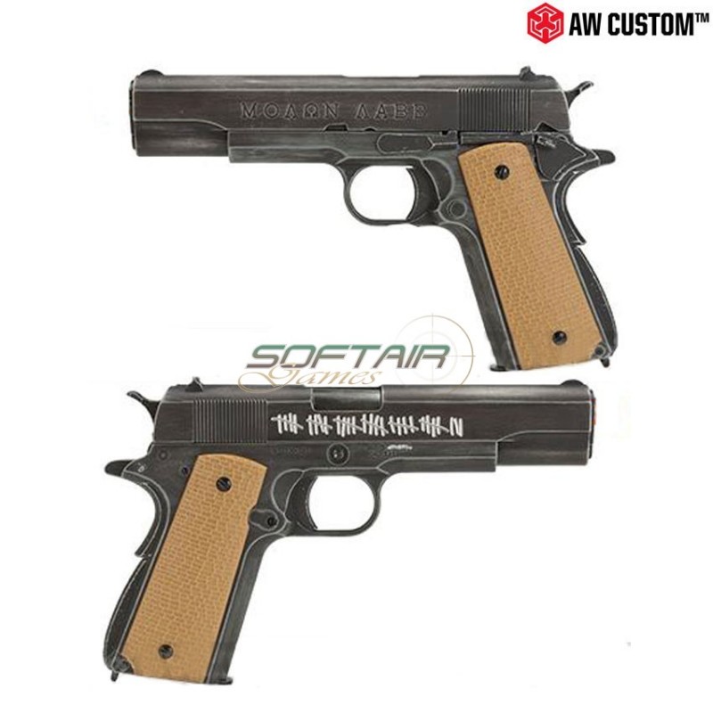 Pistola A Gas "μολων Λαβε" 1911 Scarrellante Grip Tan Armorer Works (AW-NE2002)
