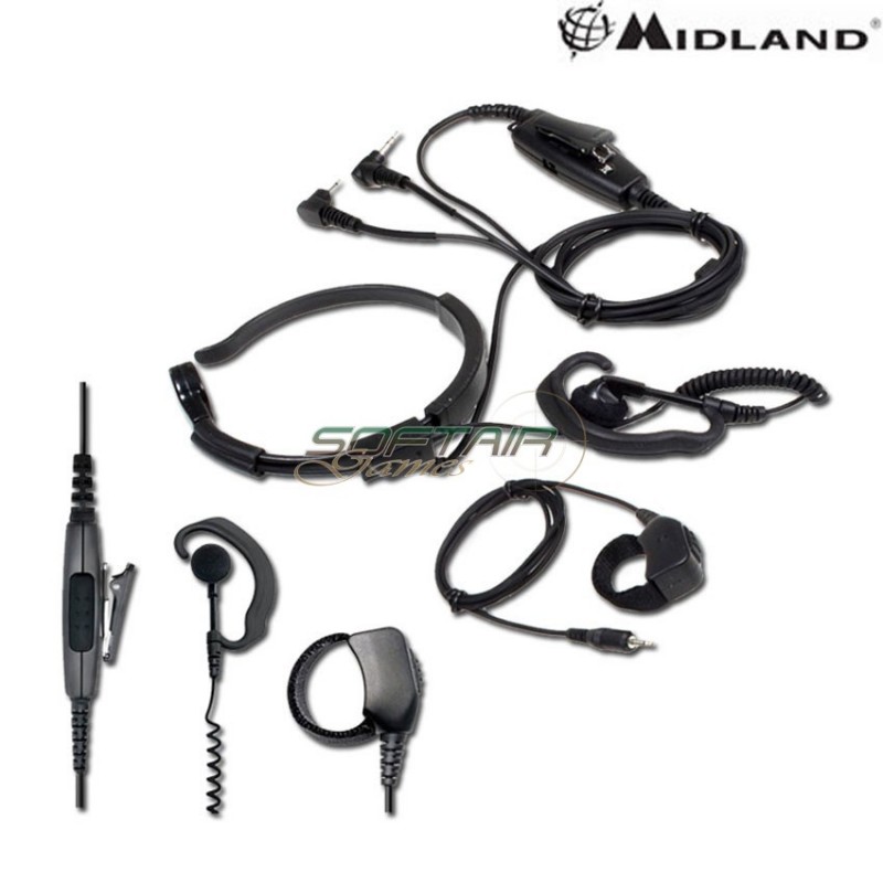 Laringofono Con Auricolare E Ptt Da Dito 2 Pin Ae38 Midland (c823)